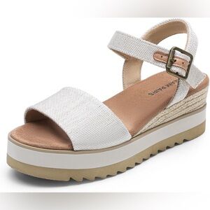 Dream Pairs Natural Canvas Espadrille Platform Wedge Sandals Size 9.5 New in Box